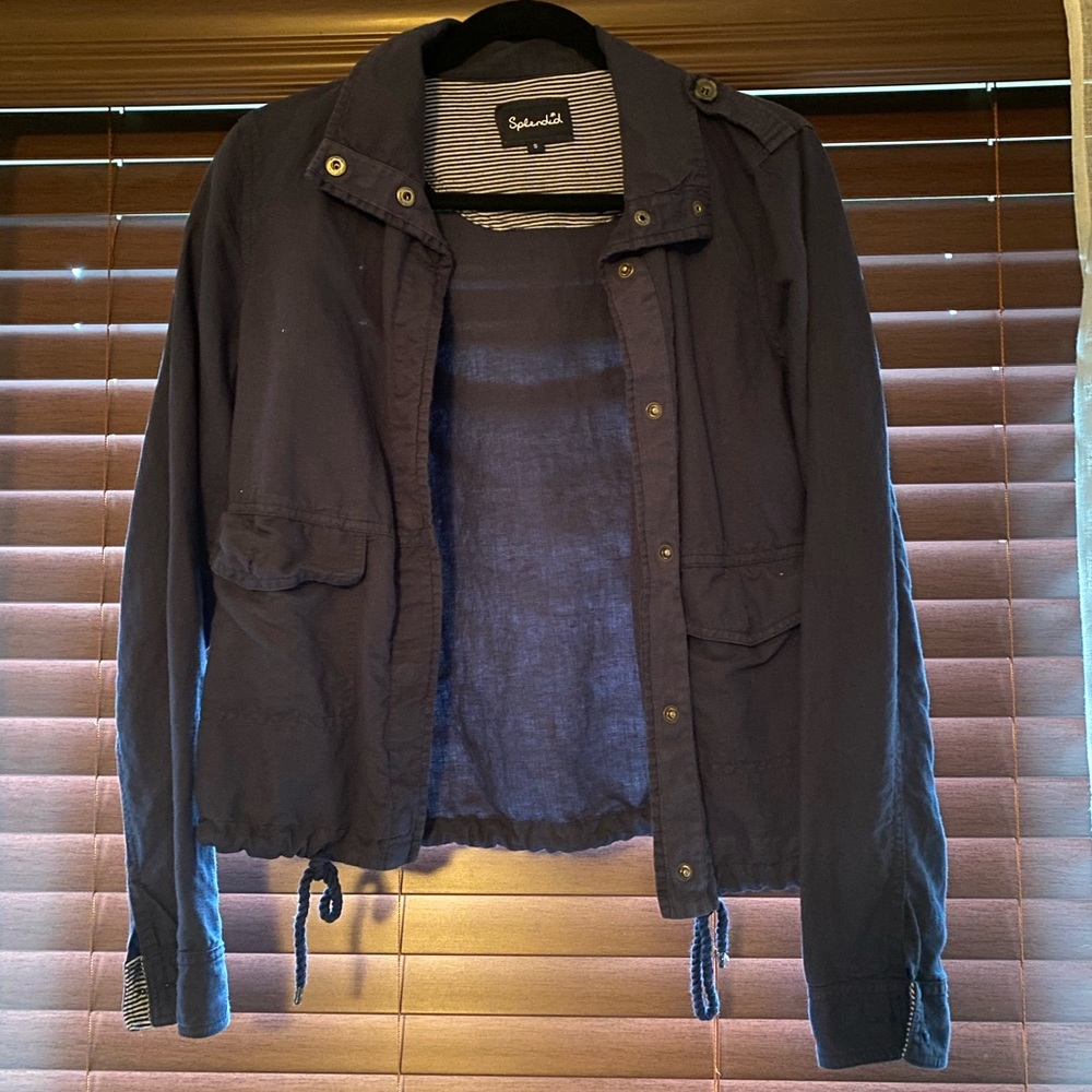 Splendid Linen & Cotton Navy Utility Jacket Sz S